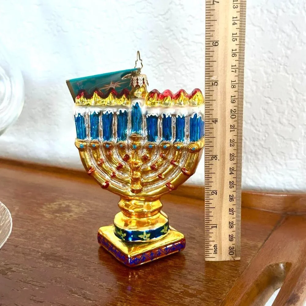 Christopher Radko Miracle of Light Menorah Glass Ornament